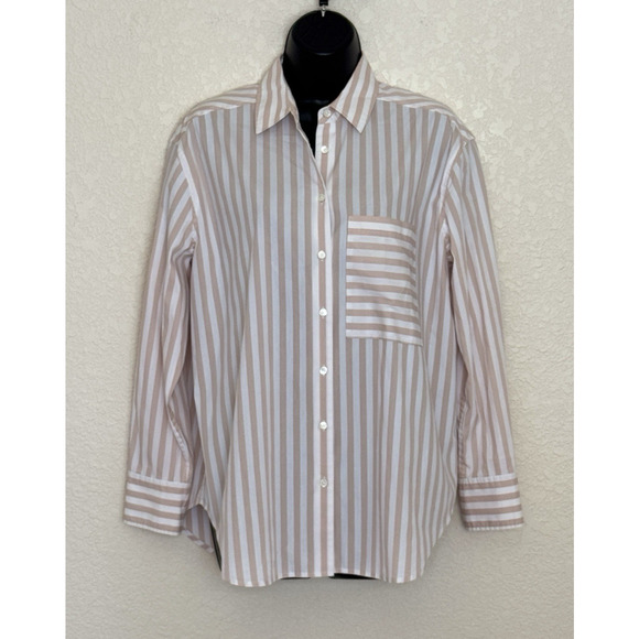AYR Tops - AYR Deep End Button Down Shirt Small Relaxed Peach Stripe Classic Coastal Preppy